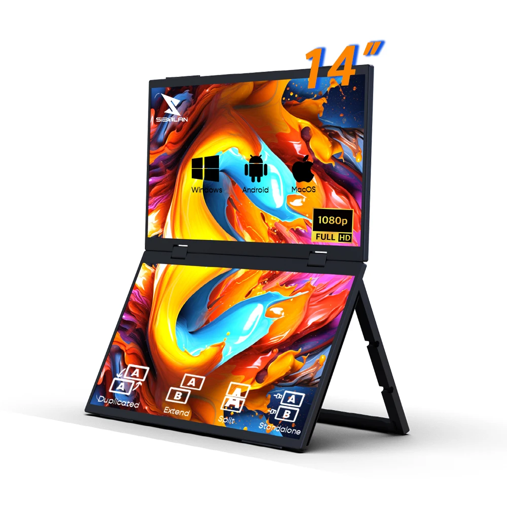 For 14 Dual Screen Portable 1200P Resolution 16-10 Aspect Ratio HD Type - C Interface Office Entertainment Design