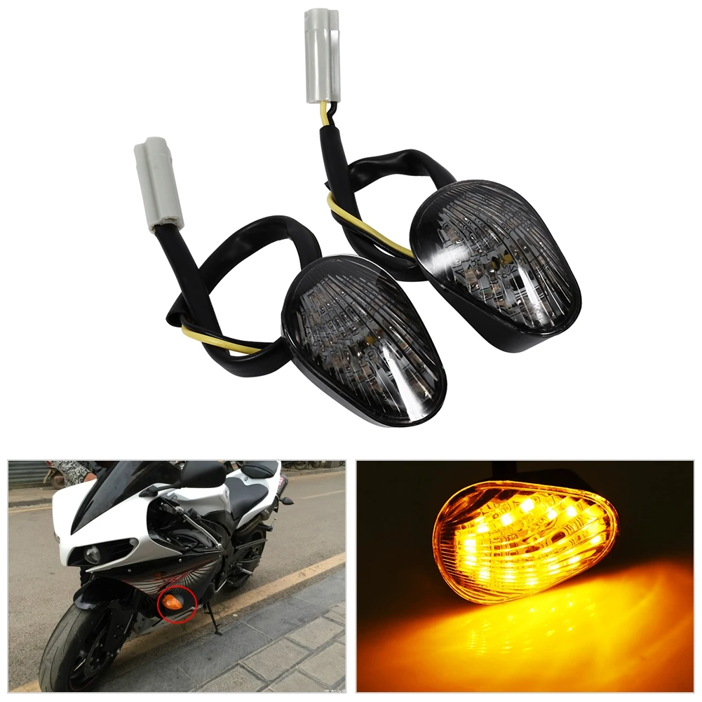 

1 Pair Motorcycle Amber LED Turn Signal Light Indicator Lamp Flush Mount For Yamaha YZF R1 R6 R6S