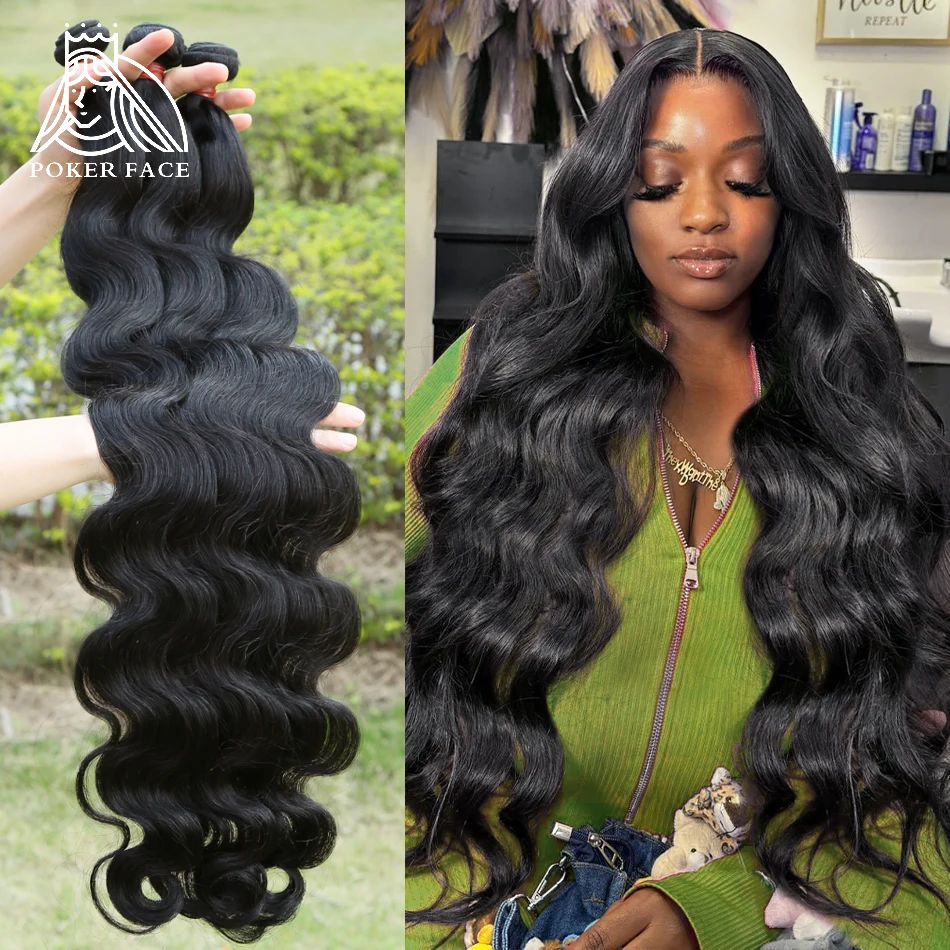 30 40 Inch Brazilian Hair Weave 1 3 4 Bundles Body Wave 100% Human Hair Bundles Extensions Water Wave Weft