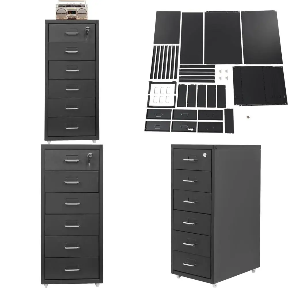 

Vertical 6-Drawer Metal File Cabinet with Lock, Letter Size for Home Office Storage