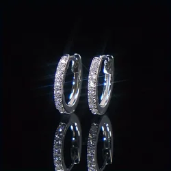 1pair Exquisite Synthetic Zircon Decor Hoop Earrings, Fashion Earrings For Men Women