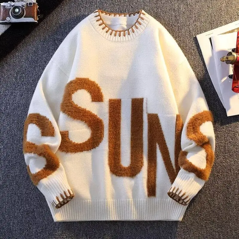 Maglione per ragazzi, nuovo stile autunnale e invernale, maglione a base ampia e ampia, tendenza giacca lavorata a maglia