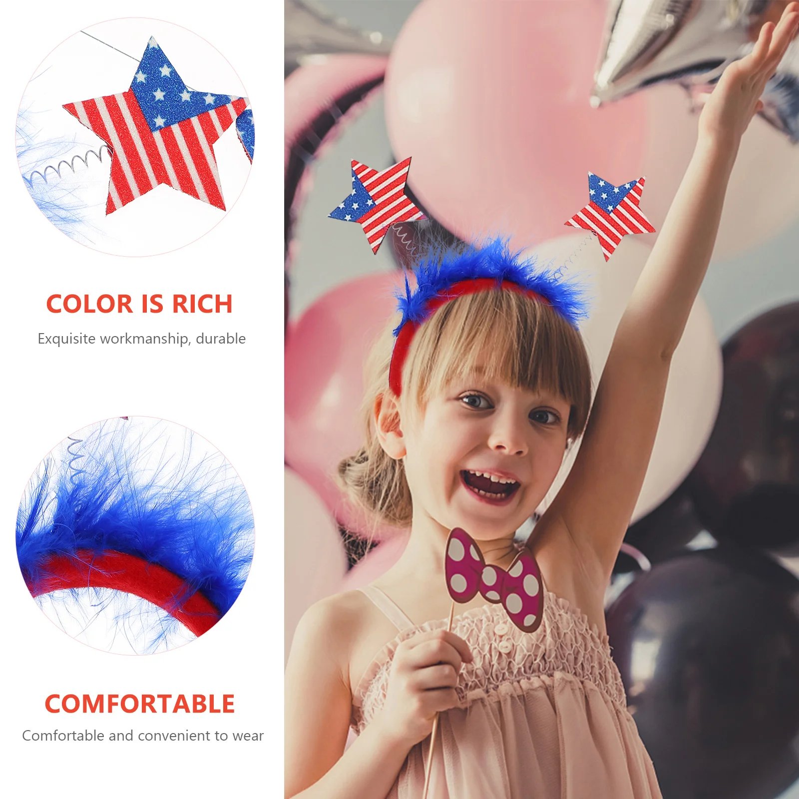 

6Pcs Independence Day Party Hairbands Star-Shaped Headband Delicate Women Hairband Independence Day Costume Supply