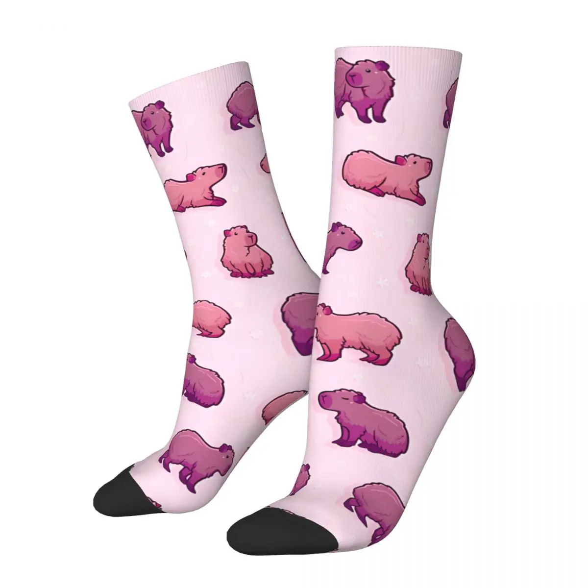 Hip Hop Vintage Pink Crazy Men's compression Socks Unisex Capybara Harajuku Seamless Printed Funny Novelty Happy Crew Sock