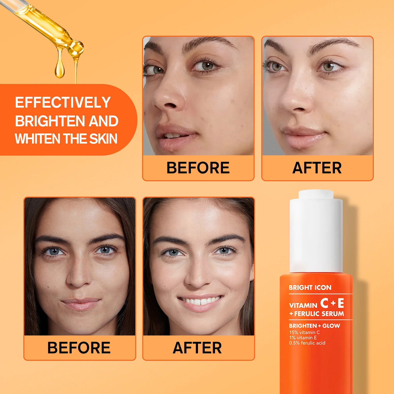 Vitamin C+E Serum for Eye Bag Dark Circle Hydrates Boosts Collagen Anit-Aging Firms Whitening Antioxidant Toner Skin Care 30ML