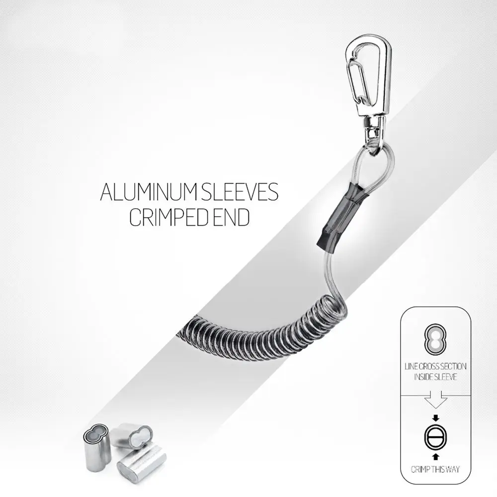 สายคล้องกันหลุดสำหรับตกปลา แบบยืดหดได้ ใช้ลวดเหล็ก แข็งแรง พร้อมตัวล็อคแบบหัวเข็มขัด สำหรับกิจกรรมกลางแจ้ง เช่น ตกปลา ใช้เป็นพวงกุญแจได้