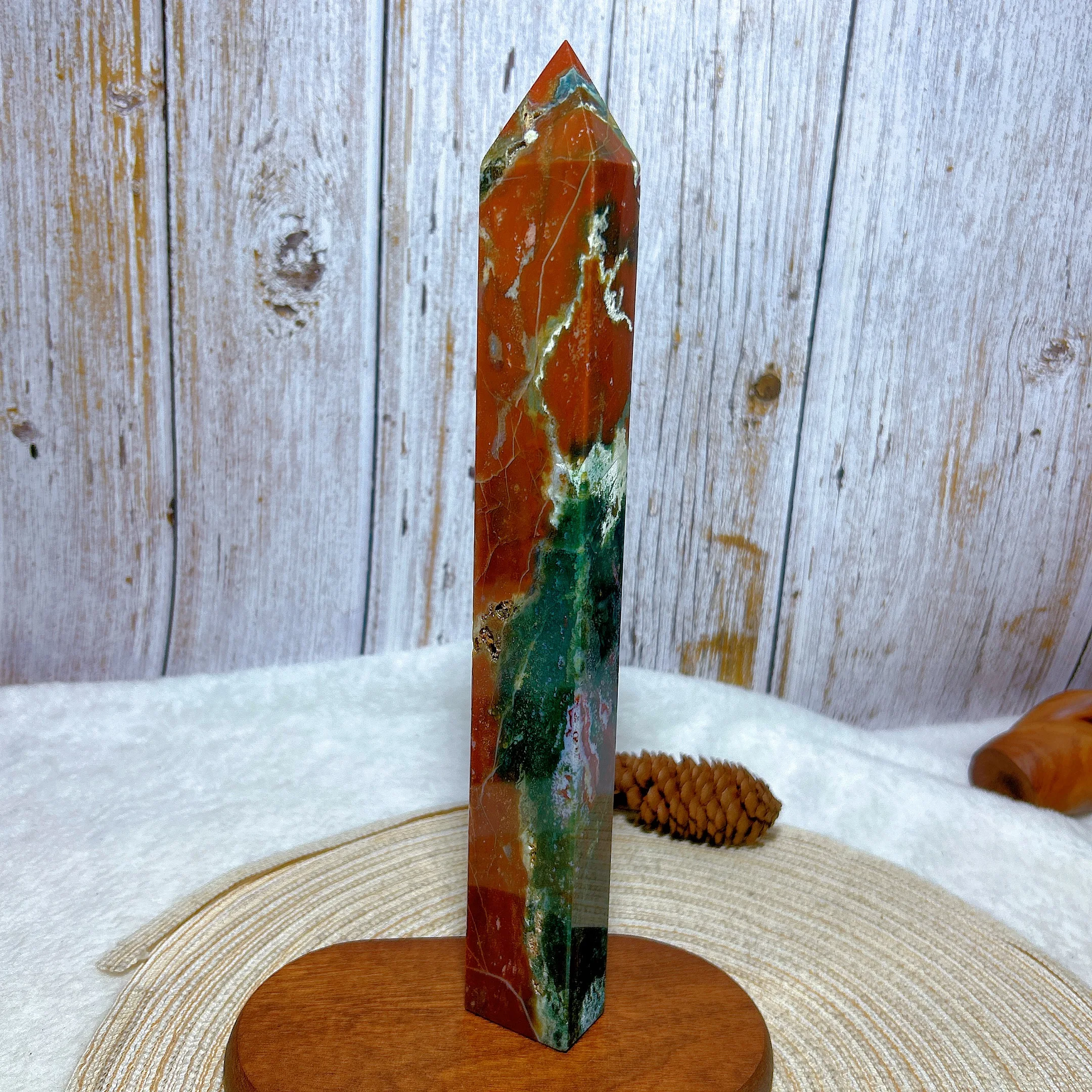 Healing Natural Crystals Large Ocean Jasper Tower Point High Quality Gemstone Reiki Home Decorations Mineral Energy Gift