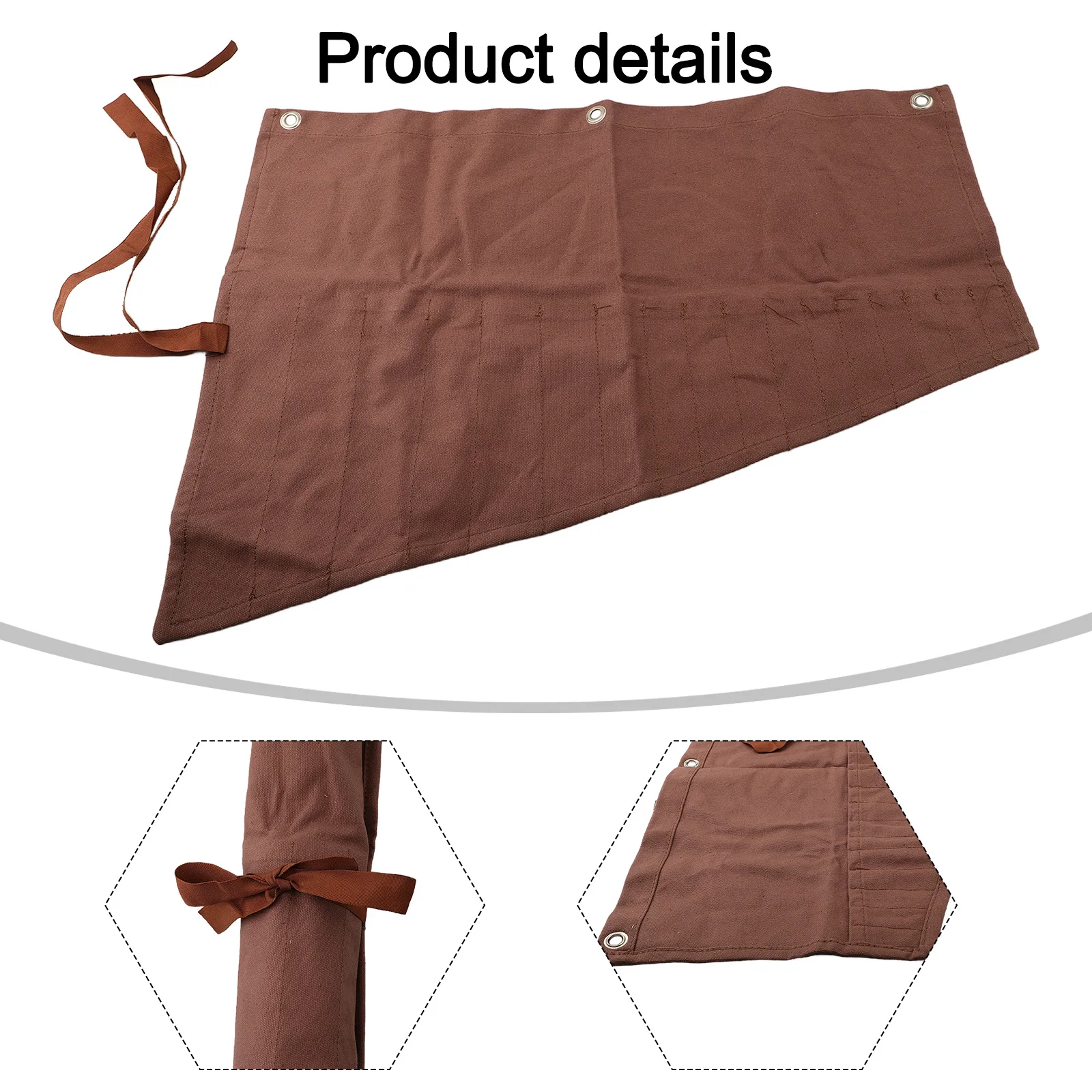 Easy To Clean Tool Roll Wrench Organizer Waxed Canvas Roll Easy To Clean Fold-back Protection Multiple Tool Compartment