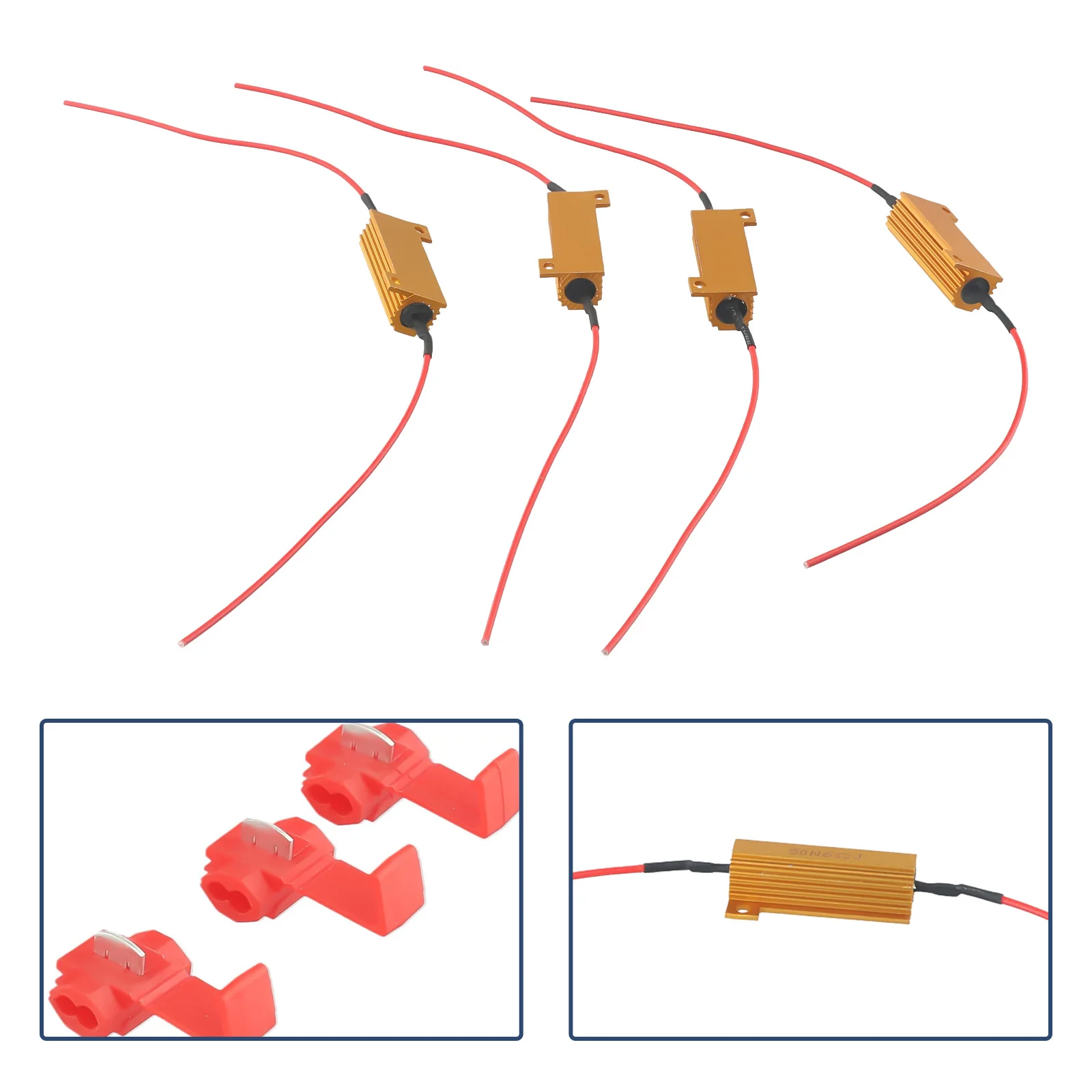 50W 6 OhM LED Golden Optical Decoder Load Resistors Fixed LED Bulb Fast Super Flash Steering Signal Flash Trucks And SUV