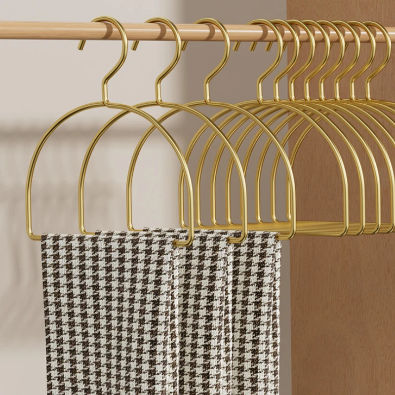 5PCS Gold Metal Half Round Scarf Hangers Pet Clothes Rack Storage Hanger for Pants Towel Tie,Closet Organizer for Adult Kids