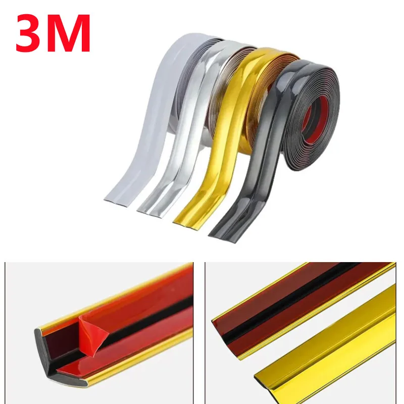 PVC Self-Adhesive Decorative Tape Gold Background Wall Inner Corner Decor Strip Furniture Table Edge Anti-Collision Bumper Tape