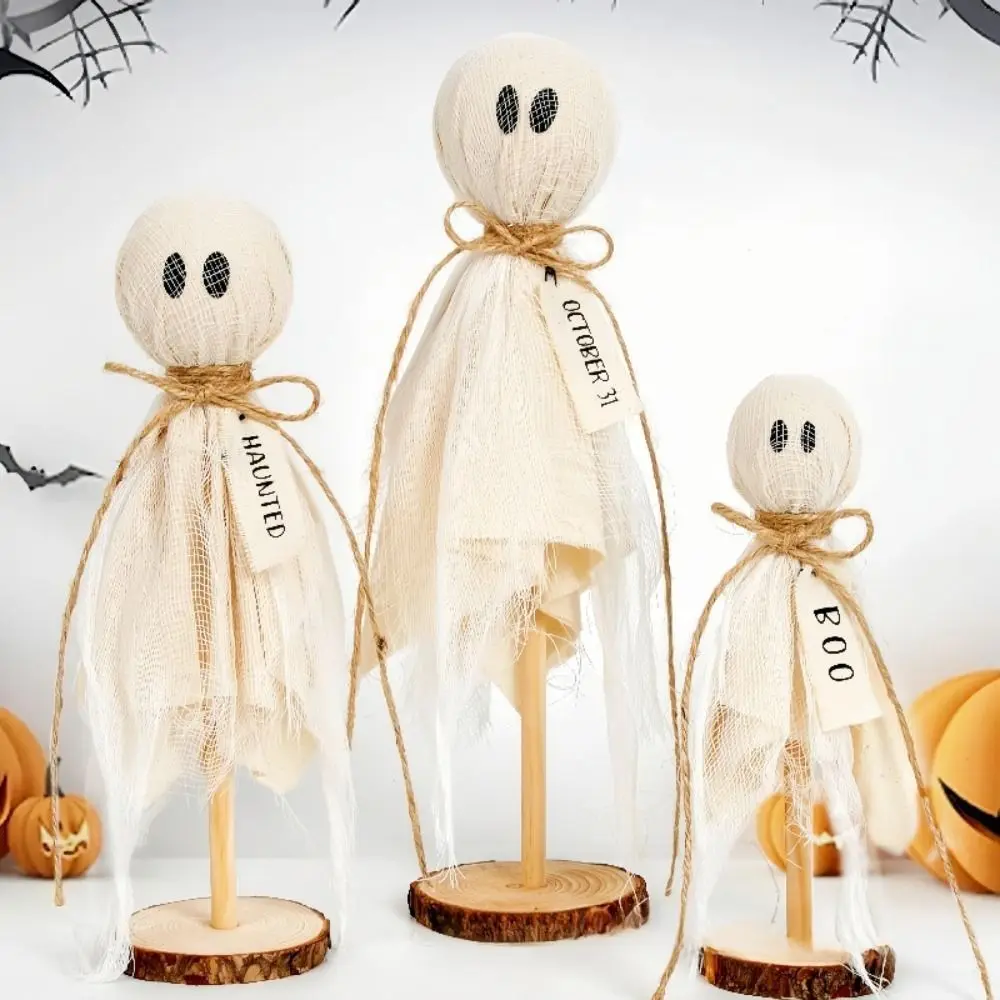 Funny Primitive Halloween Decorations Indoor Spooky Wooden Set of 3 Halloween Ghosts Cute Halloween Decor