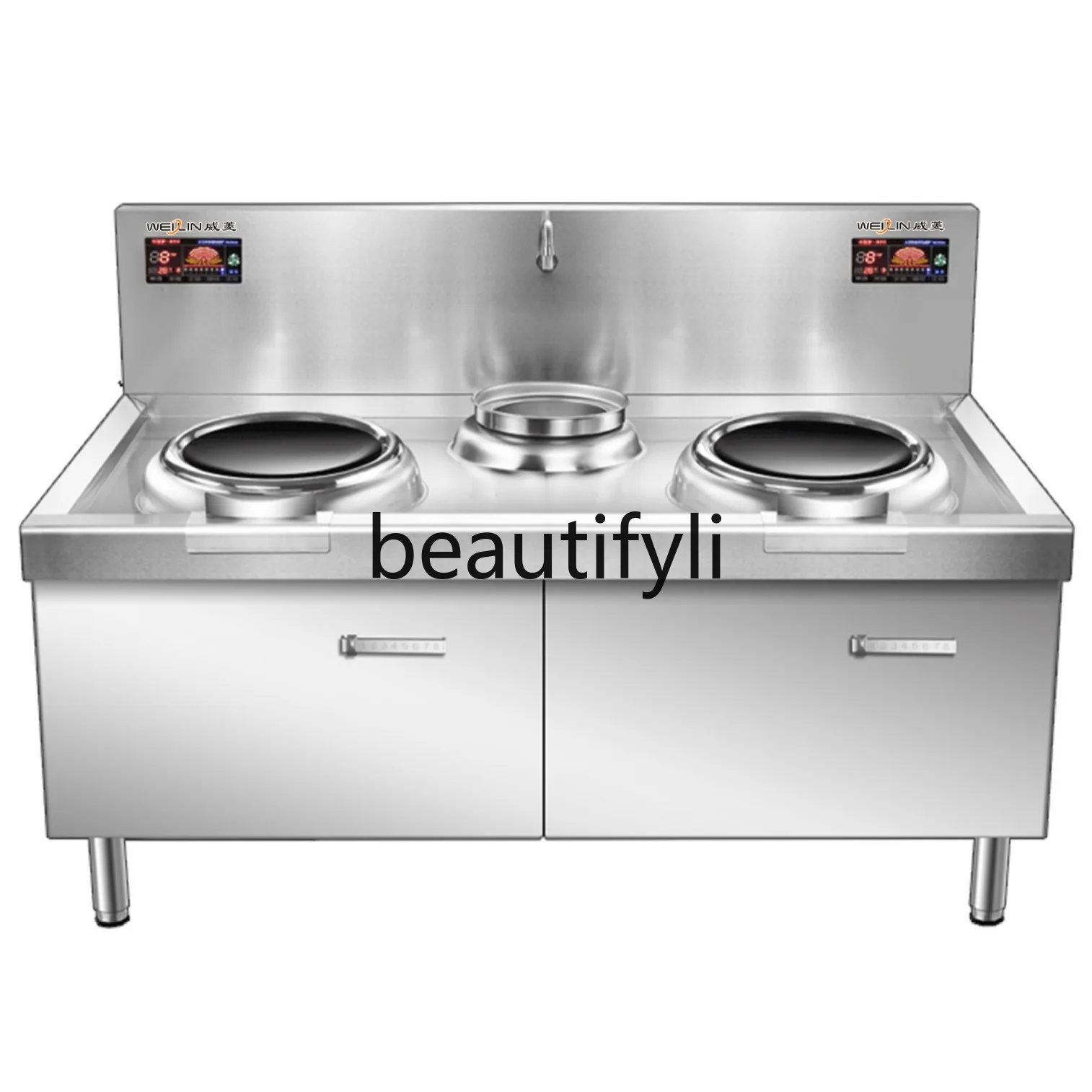 

Double Head Single Tail Large Pot Stove Induction Cooker Commercial Two Fry One Warm High Power 15KW 380V