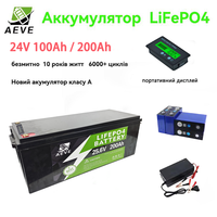 LiFePO4 24V 100Ah 200Ah 2560wkh Battery Pack 8S 200A BMS 6000+ Deep Cycles 12V 100Ah 200Ah Lithium Battery For Boat Home Energy