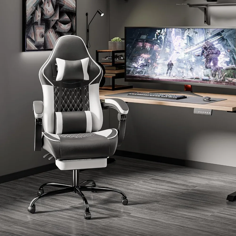 Sillas ergonómicas para videojuegos, sillas para ordenador para videojuegos, sillas para jugadores para adultos, masaje, soporte Lumbar, altura giratoria ajustable