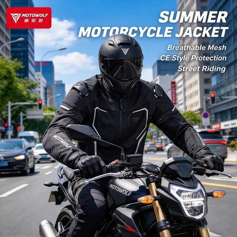 Motowolf Summer Motorcycle Jacket for Men Breathable CE Certified Protective Moto Clothing Anti-fall Racing Riding Accessories