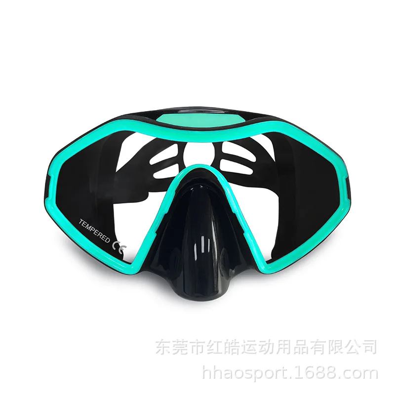 새로운 성인용 강화유리 다이빙 고글, 일체형 고무 다이빙 고글 마스크, 스노클링 고글