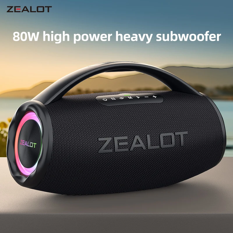 S97 80W alto-falantes com subwoofer, IPX7 impermeável, alto-falante com luz RGB, alto-falante portátil com alça para exterior