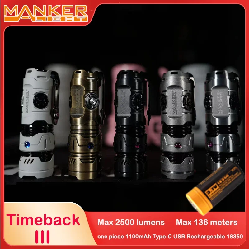 Manker Timeback IIII 2500 Lumens Spinner Flashlight  (5 Version Option)