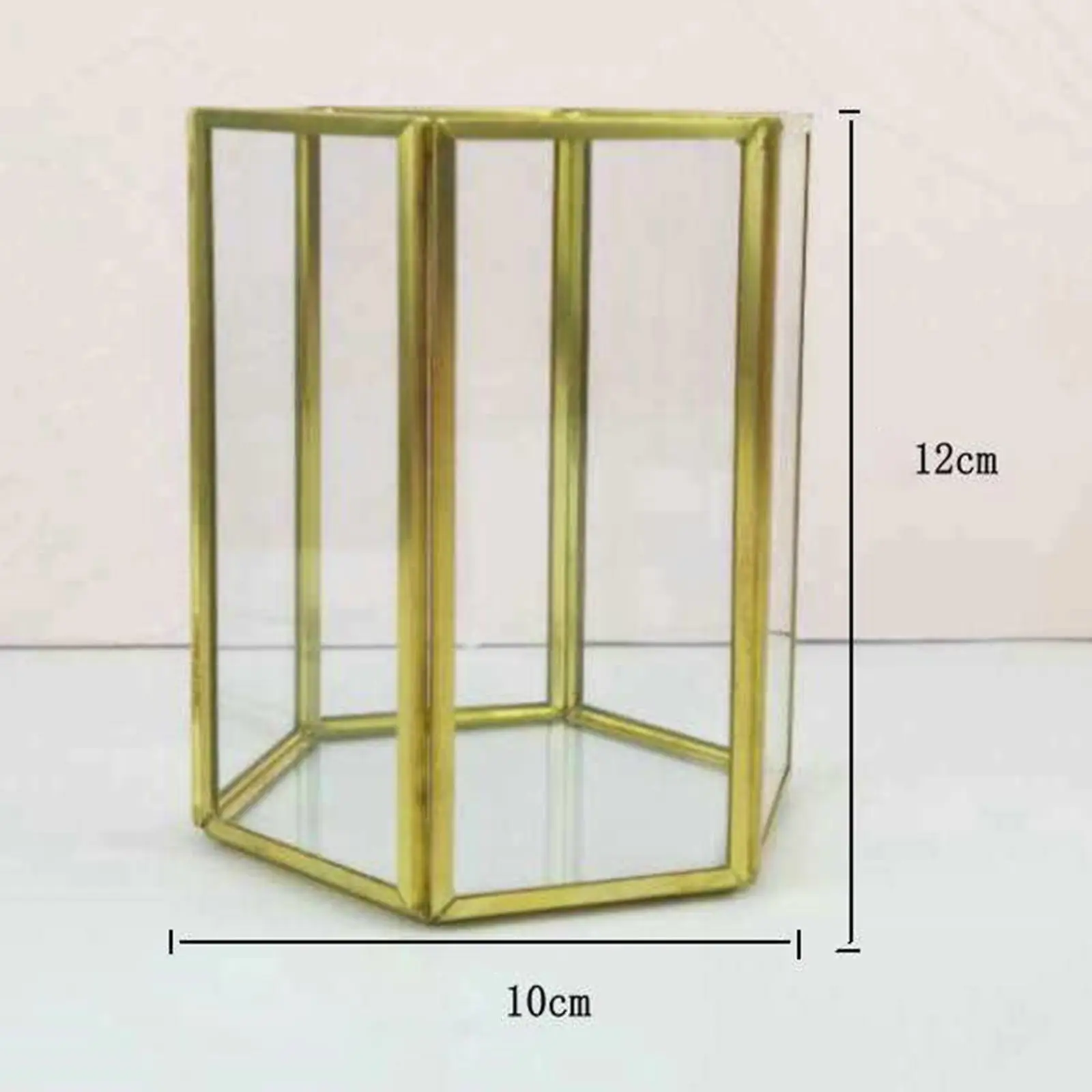 Hexagon Glass Pencil Holder, School Office Desktop Storage Container, with Decorative