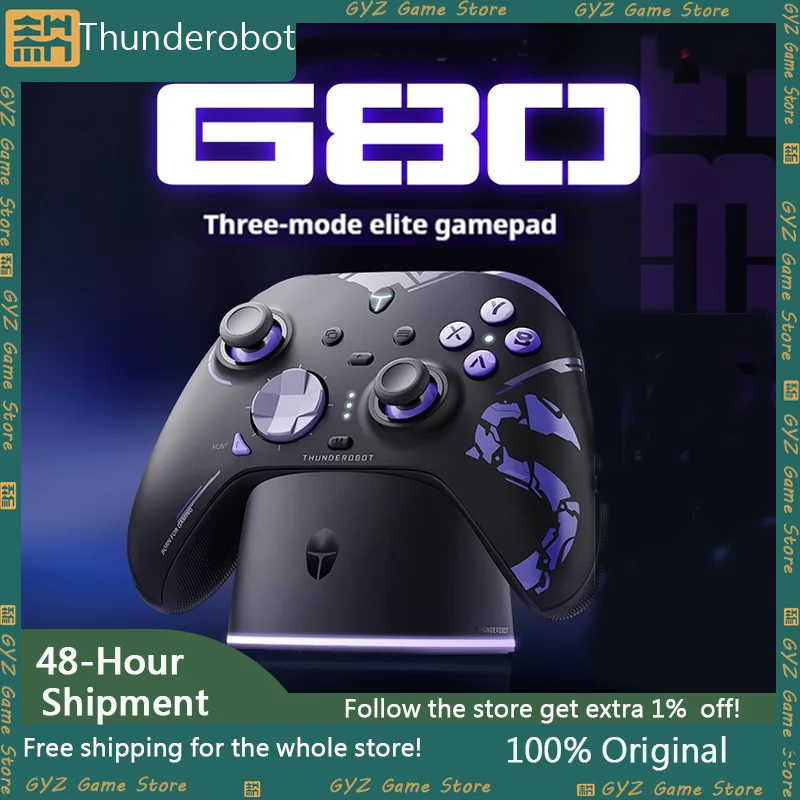 New Thunderobot G80 Gamepad Wired/2.4G/Bluetooth Tri-Mode For NS Xbox Quad Motor Hall Joystick Custom Gaming Wireless Controller