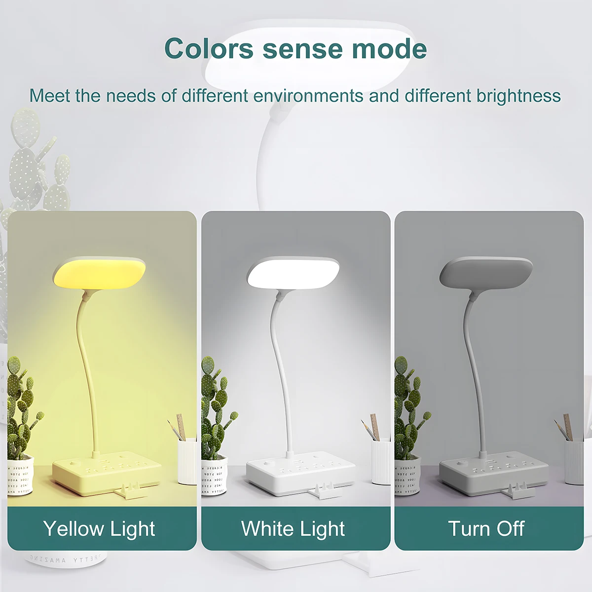 US Plug Power Strip 4 Position Outlets with 2 USB Charging Ports 3.94 FT Extension Cord and Table Lamp Electrical Sockets