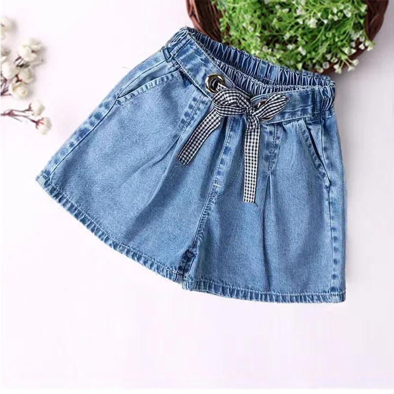 Shorts for Girls Blue All-match Children Denim Skirt Pants Fashion Jeans 2024 Summer Casual Teenage Short Pants 10 12 14 Years