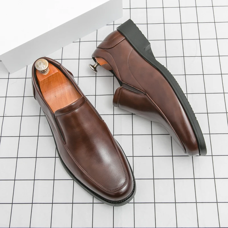 

Черно-коричневые мужские кожаные туфли Классический и ретро-классический стиль Деловое или офисное платье Обувь для взрослых 38-46 Свадьба жениха