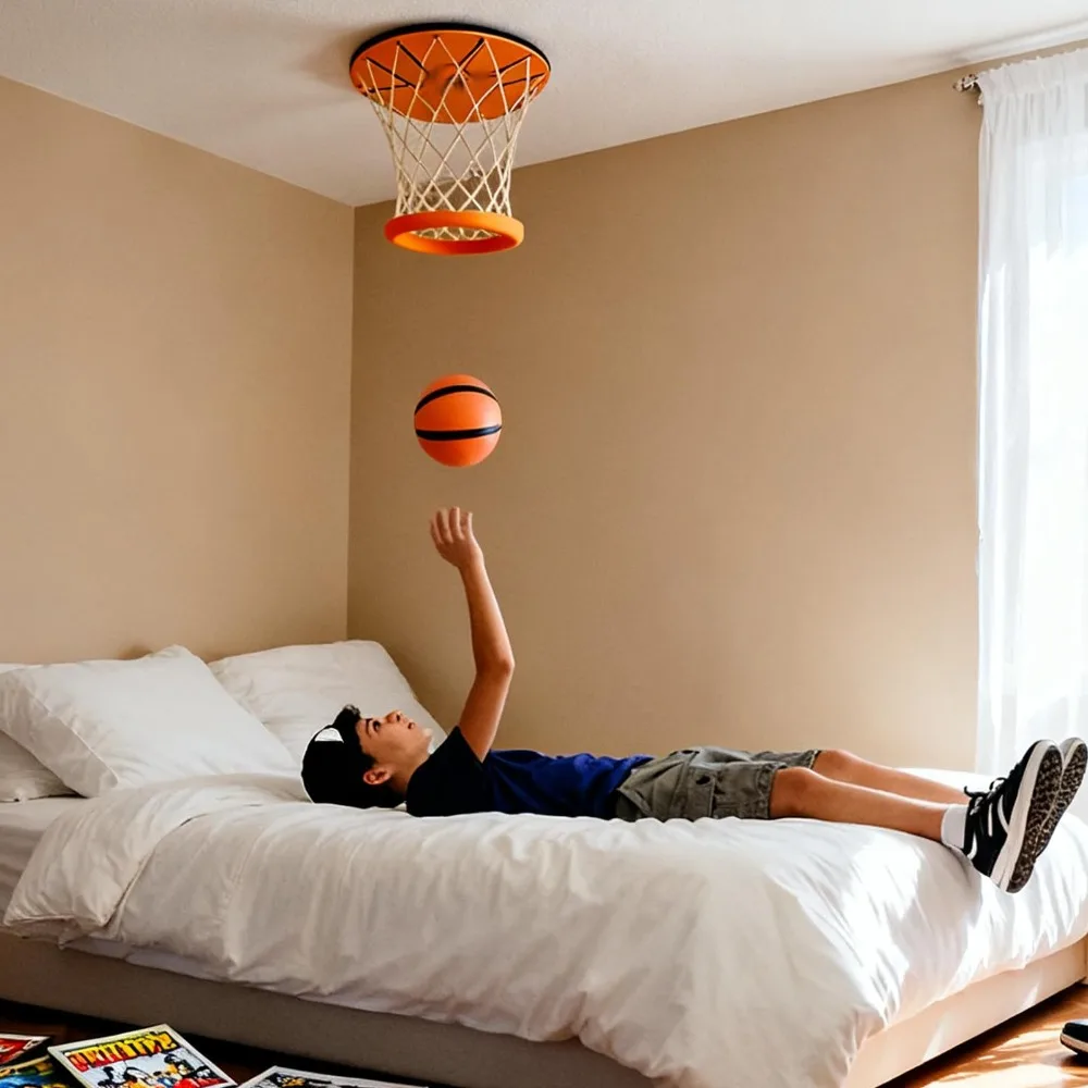 

Orange Hanging Indoor Basketball Hoop with Net and Ball Stress Relief Game Ceiling Basketball Hoop Indoor No Assembly Required