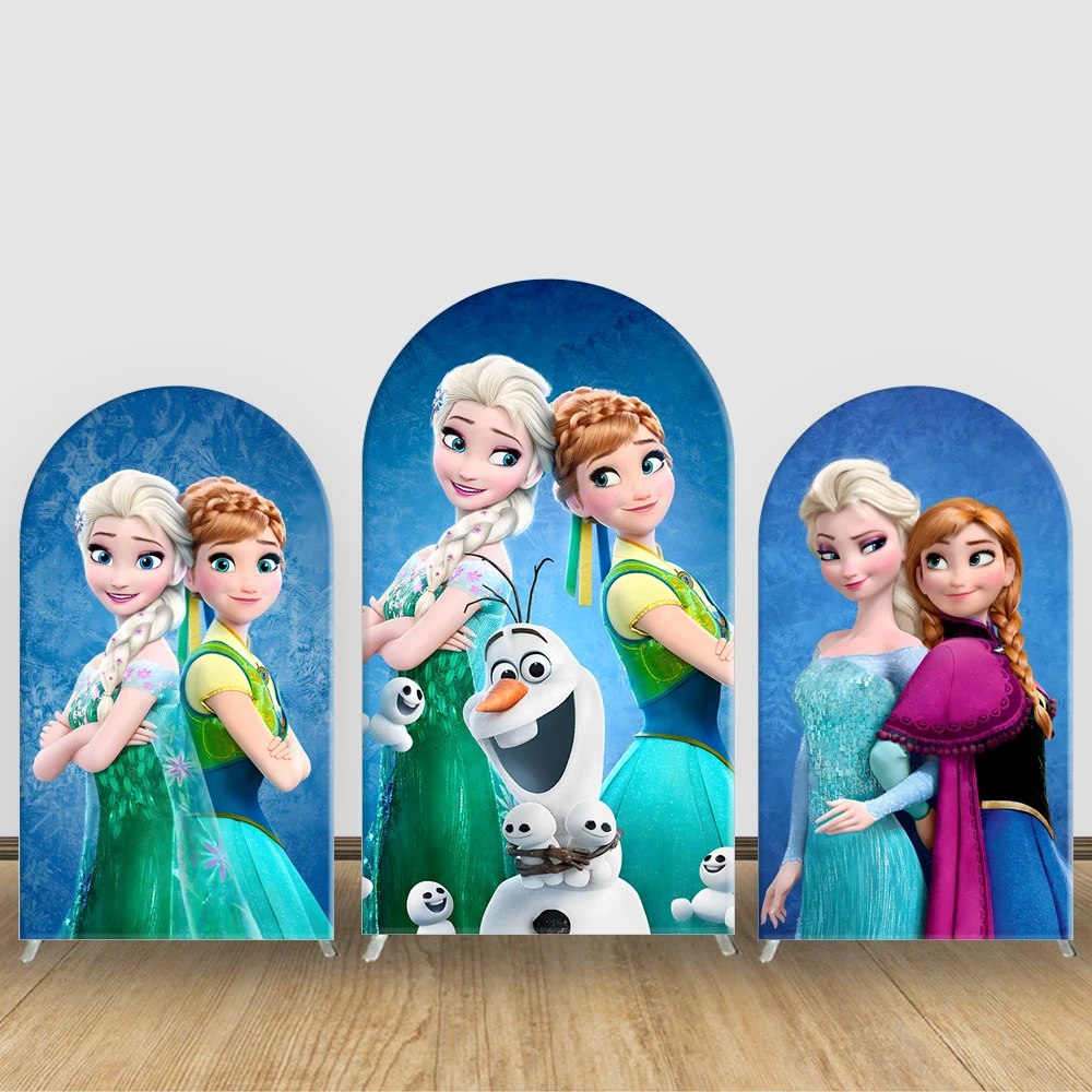 

Disney Princess Theme Arch Backdrop Cover Frozen Elsa Photography Background for Kids Birthday Baby Girl Shower Party Decoration