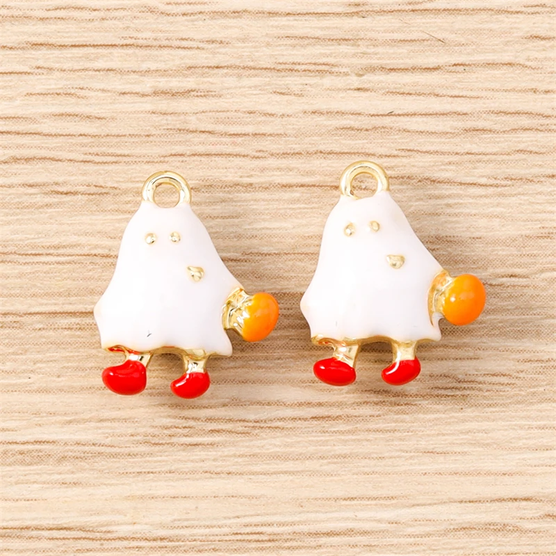 5 Stück 12 x 15 mm Cartoon-Halloween-Geist-Charms-Anhänger für die Herstellung von DIY-Halsketten, Ohrringen, Armbändern, Schmuckzubehör – Detail 3