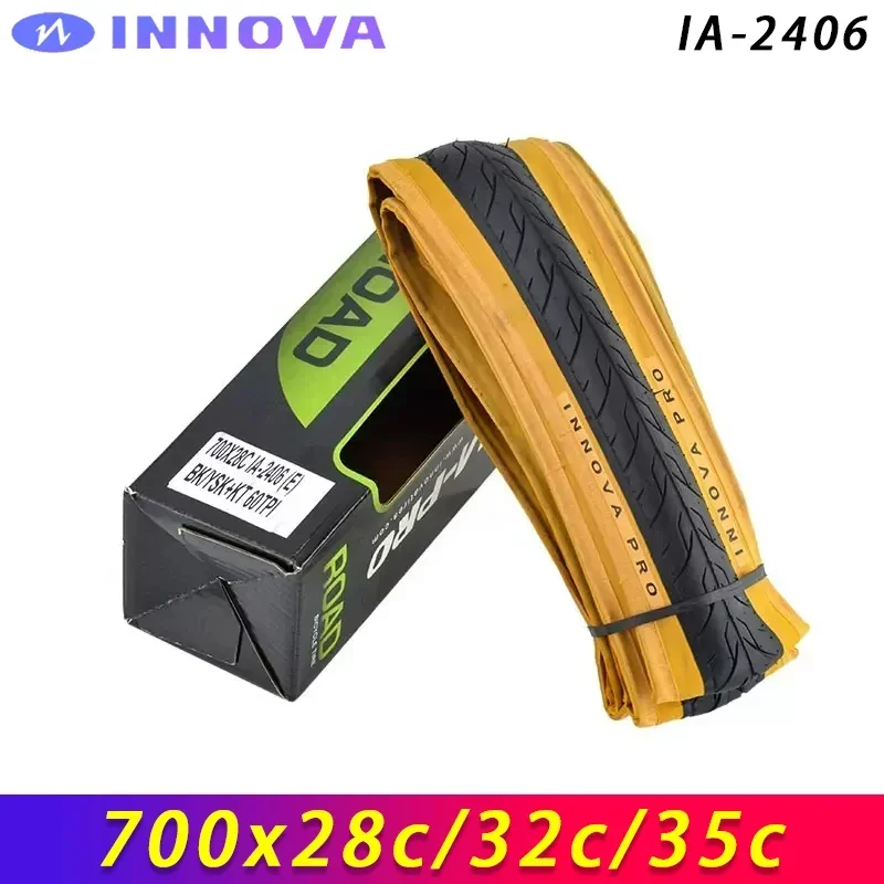 INNOVA PRO IA-2406 700x28c/32c/35c Yellow Edge Folding Anti-slip Tires for Road Bicycle City Touring Bike Cycling Parts