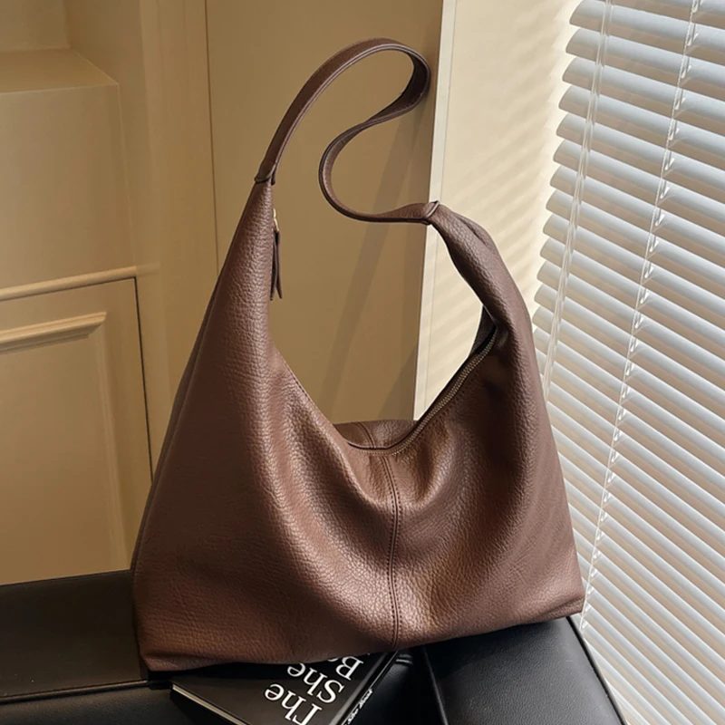 الملمس الجلود الناعمة سعة كبيرة حمل حقيبة 2026 جديد تنوعا تخفيف حقيبة يد ريترو عادية واحدة الكتف تحت الإبط حقائب #5