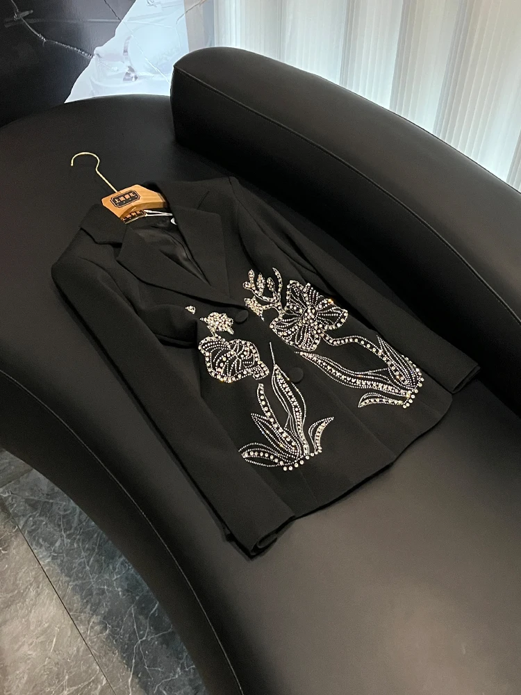 

Своичный костюм с двумя пуговицами и тяжелой вышивкой, ромбовидный цветочный дизайн, костюм премиум-класса Small-Sc Jaet L60, поездка на работу