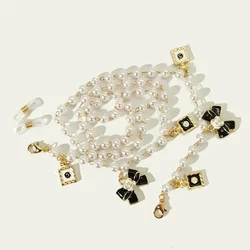 Black White Bow Pearl Glasses Chains Sunglasses Accessory for Women Lanyards Accessories
