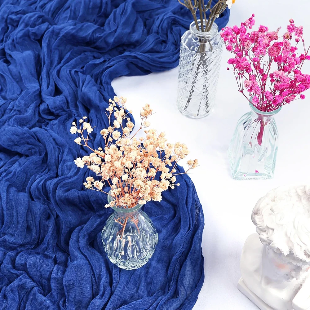 الأزرق الملكي القماش الجبن الجدول عداء بوهو الشاش ريفي شير الجبن القماش الجدول عداء حفل زفاف عيد ميلاد استحمام الطفل ديكور