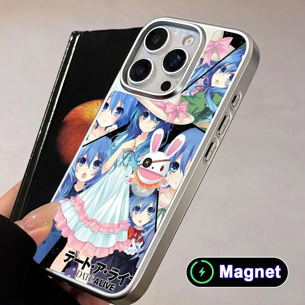 

Date a Live Yoshino Silver Plating Magsafe Mobile Phone Case for iPhone 17 16 15 14 13 12 11 Air Pro Max Plus Colorful Cover
