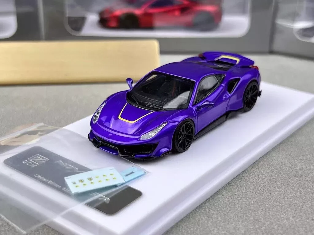 DCM 1:64 Purple Novitec 488 Pista Racing Sports Model Diecast Collect Car Limited Edition Hobby Toys