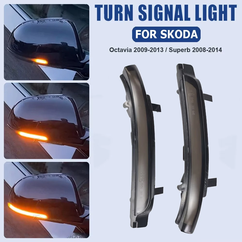2 pieces For Skoda Octavia 2009-2013 Superb 2008-2014 Dynamic LED Turn Signal Blinker Sequential Indicator Mirror Flasher Light