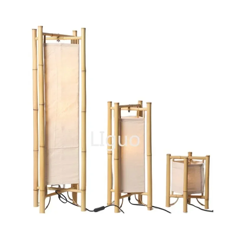 Vintage Design Bamboo Floor Lamp Standing Japan Style Bamboo Light Fixtures Night Stand Lamps for Living Room Modern E27 Bulb image 5