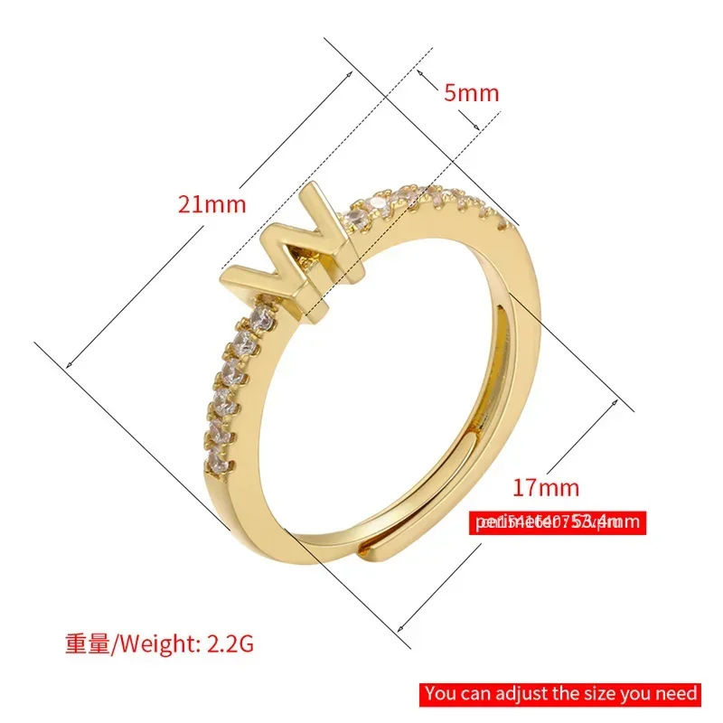 Fashion Initials Letter Ring Women Classic Simple Opening Finger Ring For Women Party Jewelry Gift Wholesale