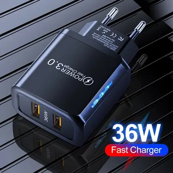 2 port 36W USB cep telefonu şarj hızlı 3.0 duvar hızlı şarj adaptörü iPhone Xiaomi Samsung Huawei