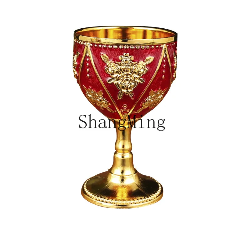 

PYH small wine cup one cup high-end 30ml Baijiu cup creative home retro metal glass Baijiu wine glass