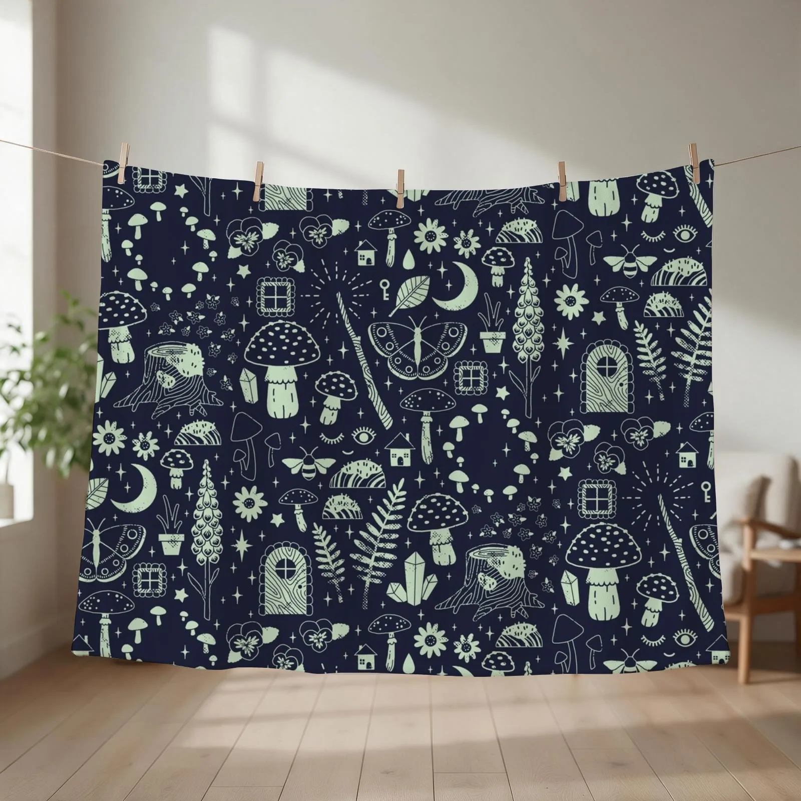 Fairy Garden: Midnight Throw Blanket couch cozy soft plush fuzzy picnic outdoor blanket