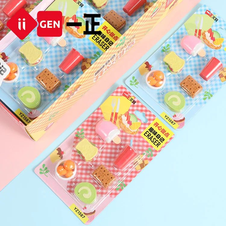 Kawaii Kuchen und Gebäck Dessert Radiergummi Kinder Spielzeug Simulation Form Nette Lebensmittel Gummi Studenten Bleistift Radiergummi Schule