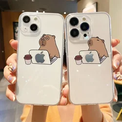 Funny Panda Capybara Couple Phone Case for IPhone 14 13 12 11 15 16 Pro Max Mini XS MAX XR SE Plus Cute Animal Fundas Covers