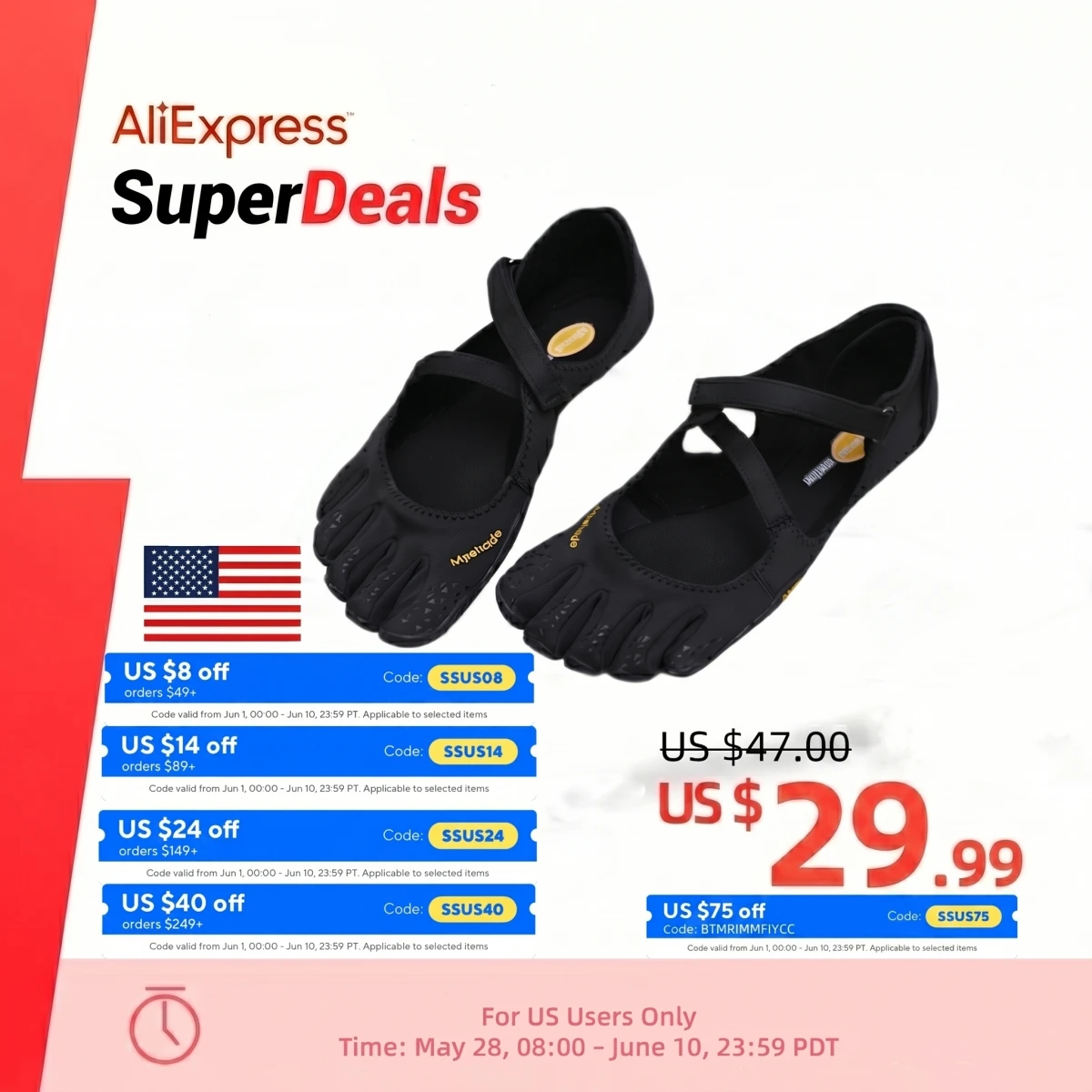 Women‘s Five Toe Shoes with Loop Strap - Barefoot Minimalist Flats for Hiking, Yoga, Gym Quick-Dry Water & Everyday Casual Wear