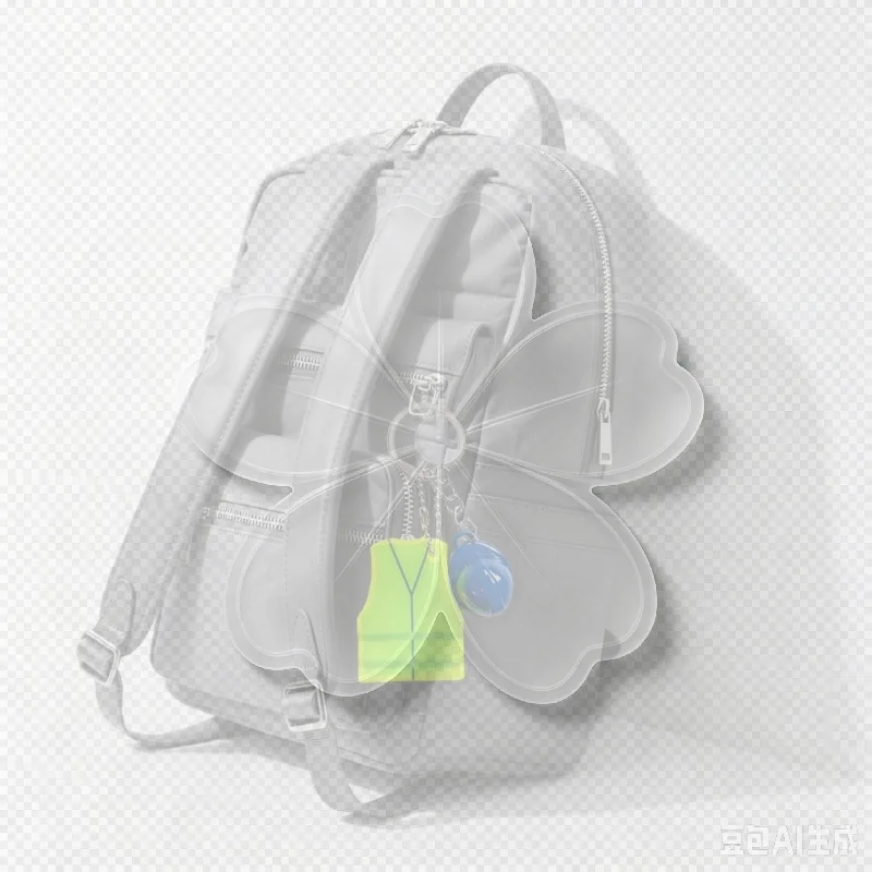 Creative Vest And Safety Helmet Shaped Keychain Night Travel Reflective Pendant For Backpack Luggage Accessories