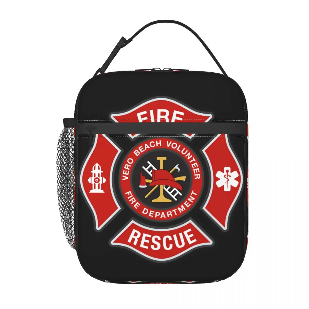 Fire Rescue Firefighter Insulated Lunch Bags for School Office Waterproof Cooler Thermal Bento Box Women Children