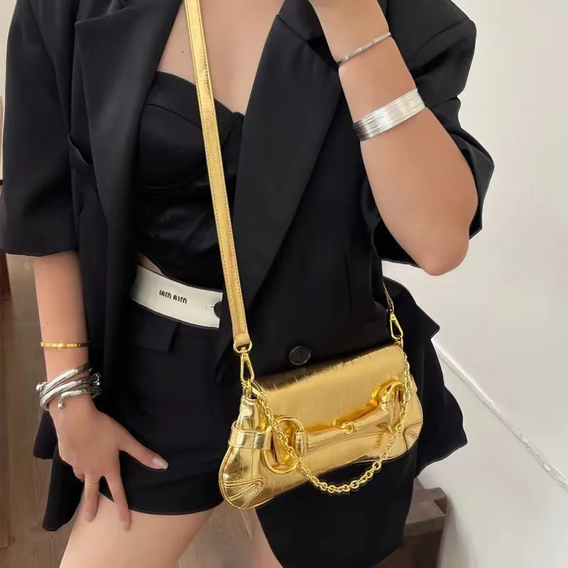 New Niche Designer Luxury Retro Irregular Armpit Bag Exquisite And Versatile Chain Bag High-end Casual And Simple Shoulder Bag